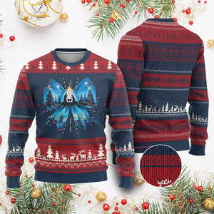 Jesus God Nativity Scene Coquette Bow Xmas Ugly Christmas Sweater TS11 Burgundy Print Your Wear