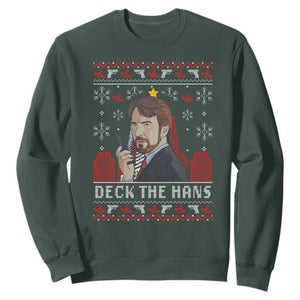 Funny Christmas Nakatomi Plaza Sweatshirt Deck The Hans TS11 Dark Forest Green Print Your Wear