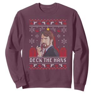 Funny Christmas Nakatomi Plaza Sweatshirt Deck The Hans TS11 Maroon Print Your Wear