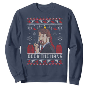 Funny Christmas Nakatomi Plaza Sweatshirt Deck The Hans TS11 Navy Print Your Wear