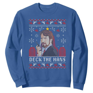 Funny Christmas Nakatomi Plaza Sweatshirt Deck The Hans TS11 Royal Blue Print Your Wear