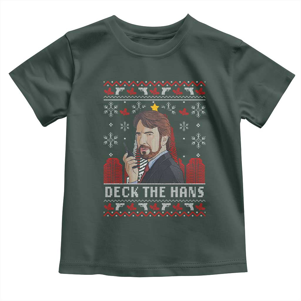 Funny Christmas Nakatomi Plaza Toddler T Shirt Deck The Hans TS11 Dark Forest Green Print Your Wear
