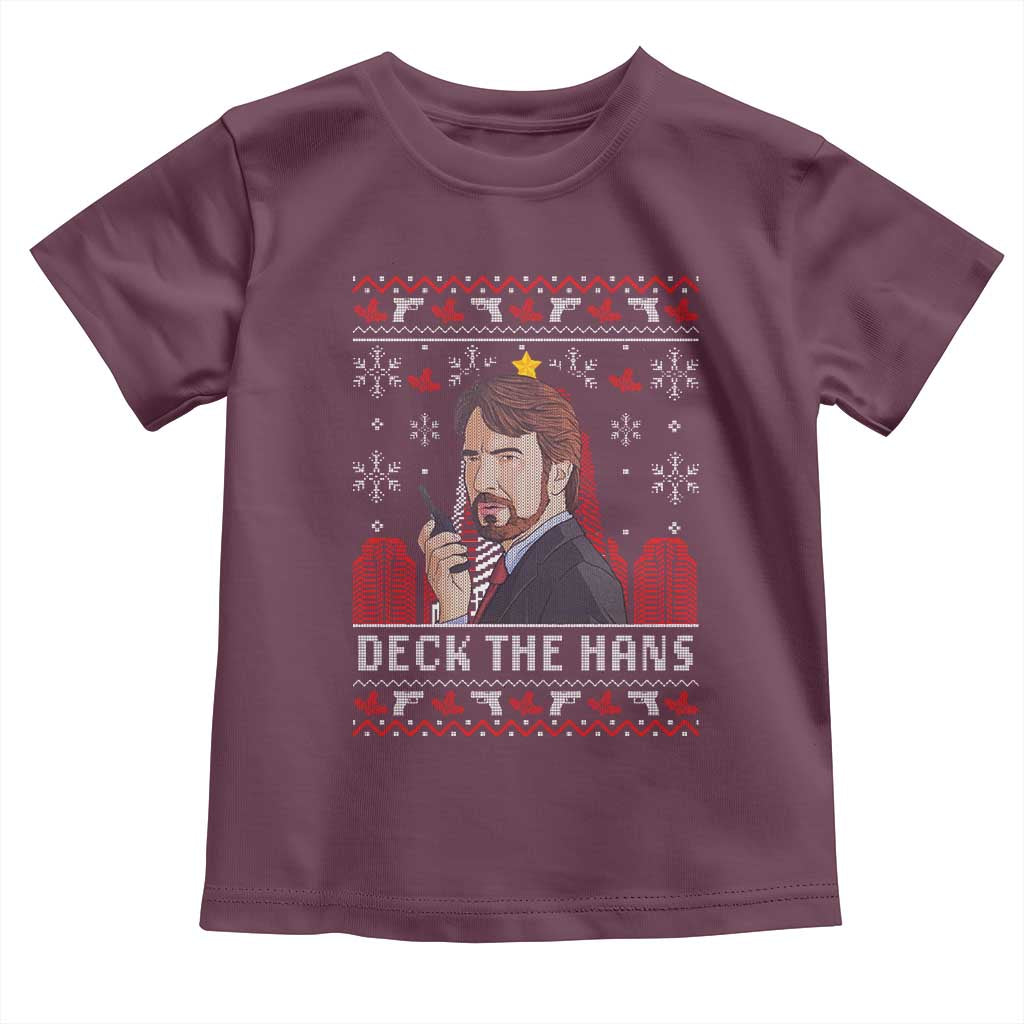 Funny Christmas Nakatomi Plaza Toddler T Shirt Deck The Hans TS11 Maroon Print Your Wear