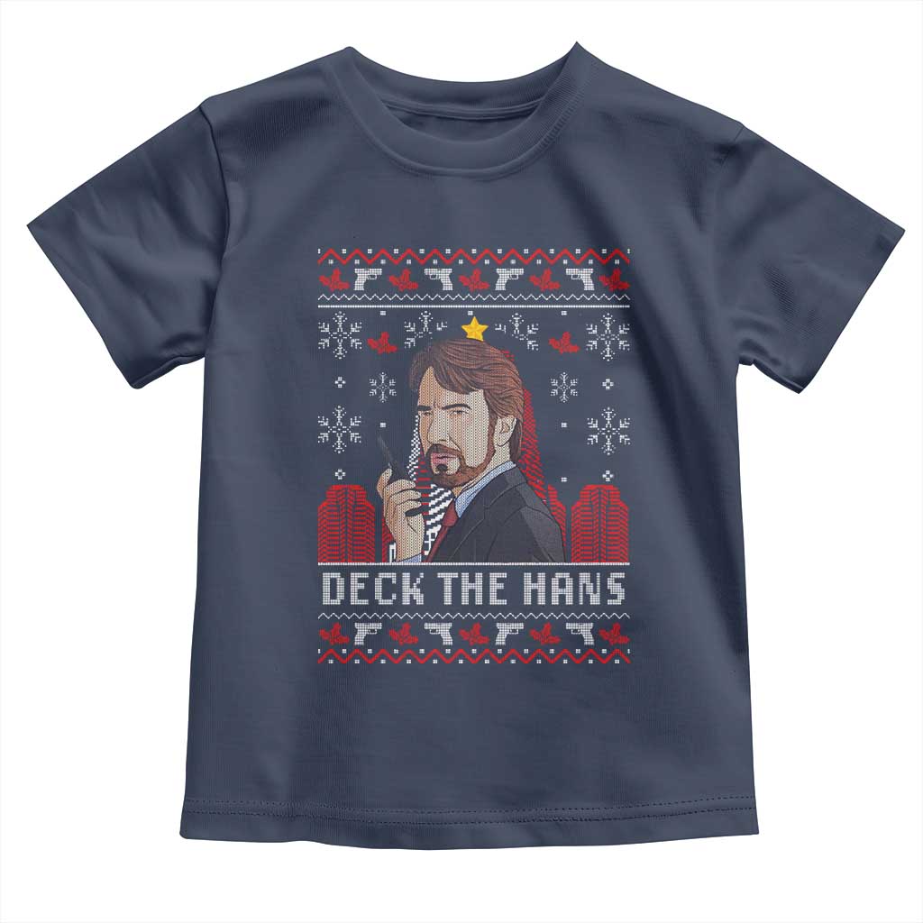 Funny Christmas Nakatomi Plaza Toddler T Shirt Deck The Hans TS11 Navy Print Your Wear