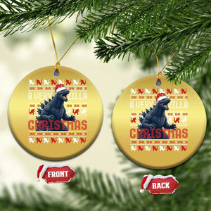 Funny Xmas Santa Godzilla Christmas Ornament A Very Godzilla Xmas Japanese Monster TS11 Circle Gold Print Your Wear