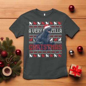 Funny Christmas Santa Godzilla T Shirt A Very Godzilla Xmas Japanese Monster TS11 Dark Heather Print Your Wear