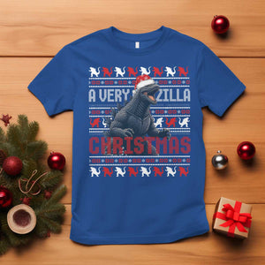 Funny Christmas Santa Godzilla T Shirt A Very Godzilla Xmas Japanese Monster TS11 Royal Blue Print Your Wear
