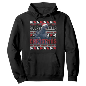 Funny Christmas Santa Godzilla Hoodie A Very Godzilla Xmas Japanese Monster TS11 Black Print Your Wear