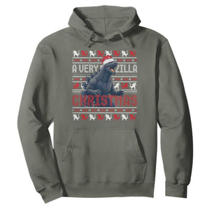 Funny Christmas Santa Godzilla Hoodie A Very Godzilla Xmas Japanese Monster TS11 Military Green Print Your Wear