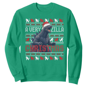 Funny Christmas Santa Godzilla Sweatshirt A Very Godzilla Xmas Japanese Monster TS11 Irish Green Print Your Wear