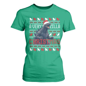 Funny Christmas Santa Godzilla T Shirt For Women A Very Godzilla Xmas Japanese Monster TS11 Irish Green Print Your Wear