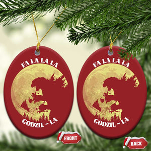 Funny Xmas Godzilla Christmas Ornament Falalala Godzil La Santa Reindeers Xmas Japanese Monster TS11 Oval Red Print Your Wear