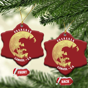 Funny Xmas Godzilla Christmas Ornament Falalala Godzil La Santa Reindeers Xmas Japanese Monster TS11 Snow Flake Red Print Your Wear