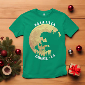 Funny Christmas Godzilla T Shirt Falalala Godzil La Santa Reindeers Xmas Japanese Monster TS11 Irish Green Print Your Wear
