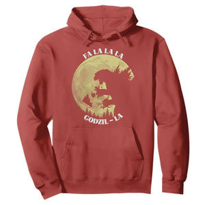 Funny Christmas Godzilla Hoodie Falalala Godzil La Santa Reindeers Xmas Japanese Monster TS11 Red Print Your Wear