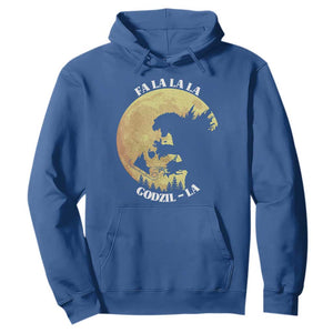 Funny Christmas Godzilla Hoodie Falalala Godzil La Santa Reindeers Xmas Japanese Monster TS11 Royal Blue Print Your Wear