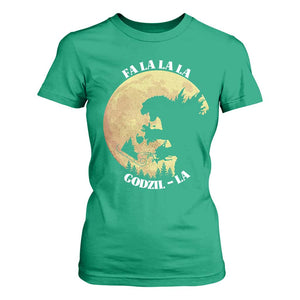 Funny Christmas Godzilla T Shirt For Women Falalala Godzil La Santa Reindeers Xmas Japanese Monster TS11 Irish Green Print Your Wear