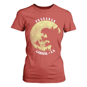 Funny Christmas Godzilla T Shirt For Women Falalala Godzil La Santa Reindeers Xmas Japanese Monster TS11 Red Print Your Wear