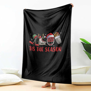 Funny Christmas Ice Hockey Throw Blanket Tis The Season Santa Elf Hat Hockey Equipment TS11 Print Your Wear
