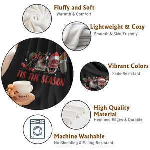 Funny Christmas Ice Hockey Throw Blanket Tis The Season Santa Elf Hat Hockey Equipment TS11 Print Your Wear