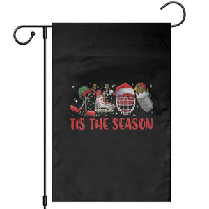 Funny Christmas Ice Hockey Garden Flag Tis The Season Santa Elf Hat Hockey Equipment TS11 Black Print Your Wear