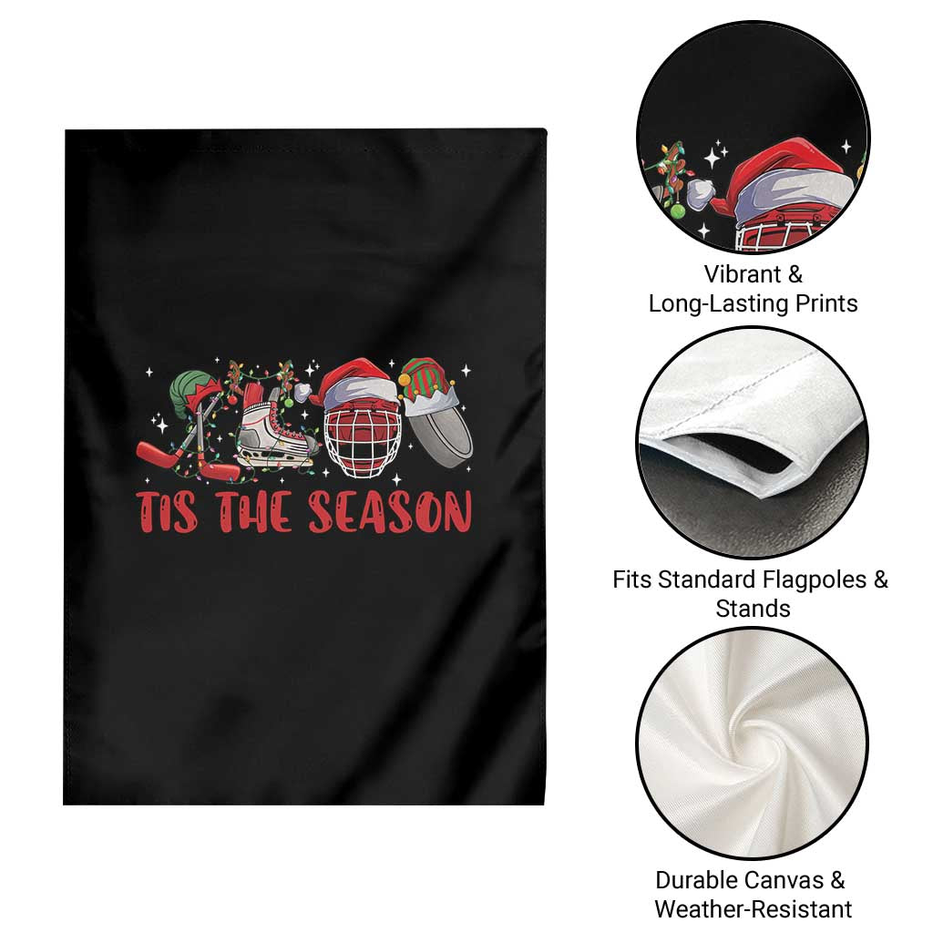 Funny Christmas Ice Hockey Garden Flag Tis The Season Santa Elf Hat Hockey Equipment TS11 Print Your Wear
