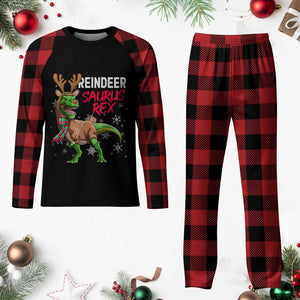 Funny Xmas Rex Dinosaur Plaid Pajama Set Reindeer Saurus Rex Xmas Dinosaur TS11 Buffalo Plaid Print Your Wear