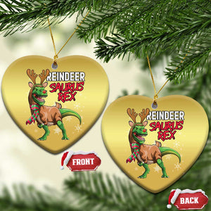 Funny Xmas Rex Dinosaur Christmas Ornament Reindeer Saurus Rex Xmas Dinosaur TS11 Heart Gold Print Your Wear