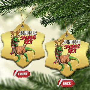 Funny Xmas Rex Dinosaur Christmas Ornament Reindeer Saurus Rex Xmas Dinosaur TS11 Snow Flake Gold Print Your Wear