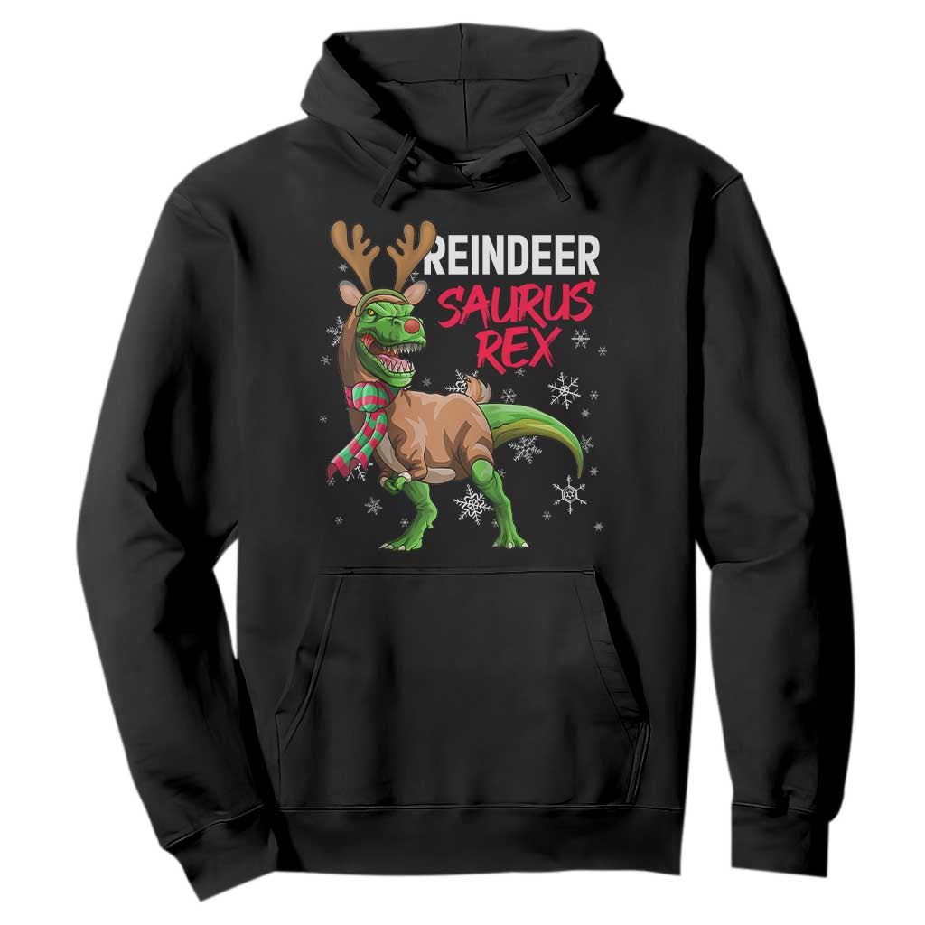 Funny Christmas Rex Dinosaur Hoodie Reindeer Saurus Rex Xmas Dinosaur TS11 Black Print Your Wear