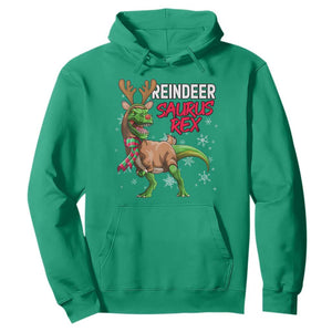 Funny Christmas Rex Dinosaur Hoodie Reindeer Saurus Rex Xmas Dinosaur TS11 Irish Green Print Your Wear