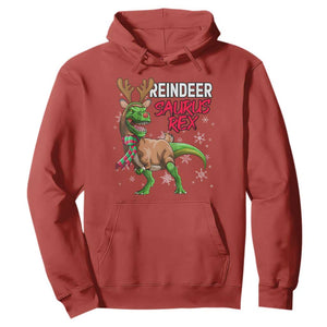 Funny Christmas Rex Dinosaur Hoodie Reindeer Saurus Rex Xmas Dinosaur TS11 Red Print Your Wear