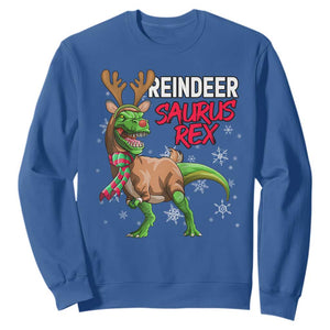 Funny Christmas Rex Dinosaur Sweatshirt Reindeer Saurus Rex Xmas Dinosaur TS11 Royal Blue Print Your Wear