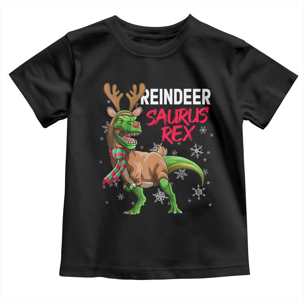 Funny Christmas Rex Dinosaur Toddler T Shirt Reindeer Saurus Rex Xmas Dinosaur TS11 Black Print Your Wear