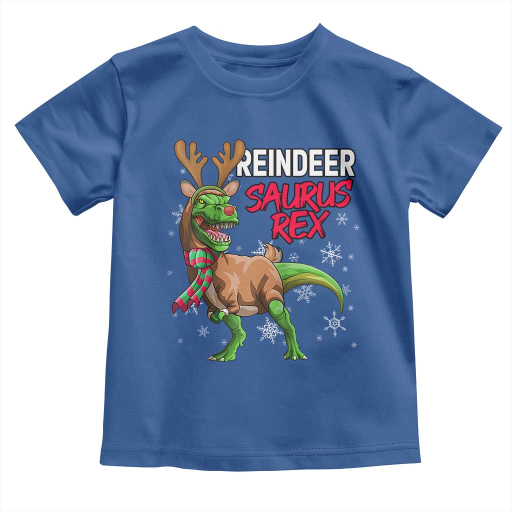 Funny Christmas Rex Dinosaur Toddler T Shirt Reindeer Saurus Rex Xmas Dinosaur TS11 Royal Blue Print Your Wear