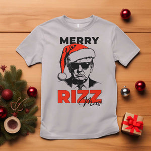 Funny Merry Rizzmas Trump T Shirt Christmas Santa Trump 2024 TS11 Ice Gray Print Your Wear