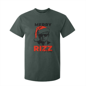 Funny Merry Rizzmas Trump T Shirt For Kid Christmas Santa Trump 2024 TS11 Dark Forest Green Print Your Wear