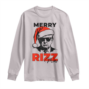 Funny Merry Rizzmas Trump Long Sleeve Shirt Christmas Santa Trump 2024 TS11 Ice Gray Print Your Wear