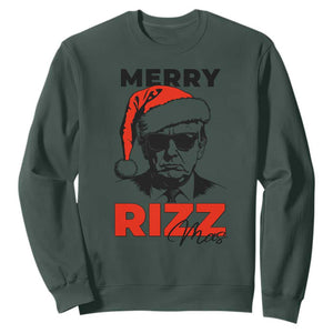 Funny Merry Rizzmas Trump Sweatshirt Christmas Santa Trump 2024 TS11 Dark Forest Green Print Your Wear