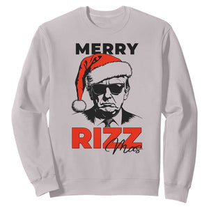 Funny Merry Rizzmas Trump Sweatshirt Christmas Santa Trump 2024 TS11 Ice Gray Print Your Wear
