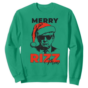 Funny Merry Rizzmas Trump Sweatshirt Christmas Santa Trump 2024 TS11 Irish Green Print Your Wear