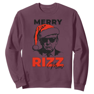 Funny Merry Rizzmas Trump Sweatshirt Christmas Santa Trump 2024 TS11 Maroon Print Your Wear