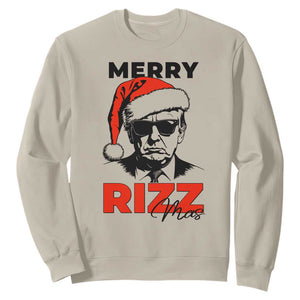 Funny Merry Rizzmas Trump Sweatshirt Christmas Santa Trump 2024 TS11 Sand Print Your Wear