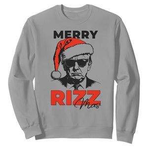 Funny Merry Rizzmas Trump Sweatshirt Christmas Santa Trump 2024 TS11 Sport Gray Print Your Wear