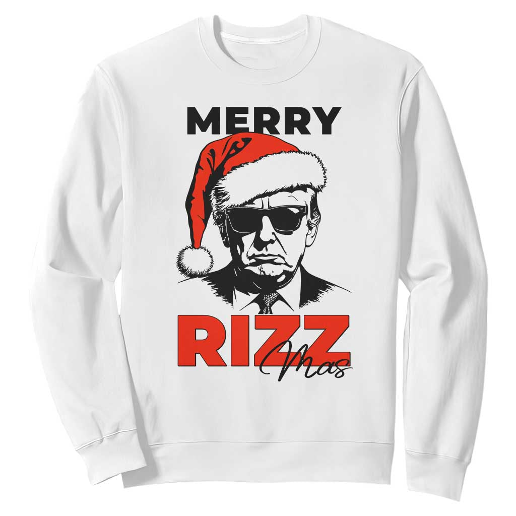Funny Merry Rizzmas Trump Sweatshirt Christmas Santa Trump 2024 TS11 White Print Your Wear