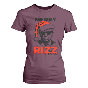 Funny Merry Rizzmas Trump T Shirt For Women Christmas Santa Trump 2024 TS11 Maroon Print Your Wear