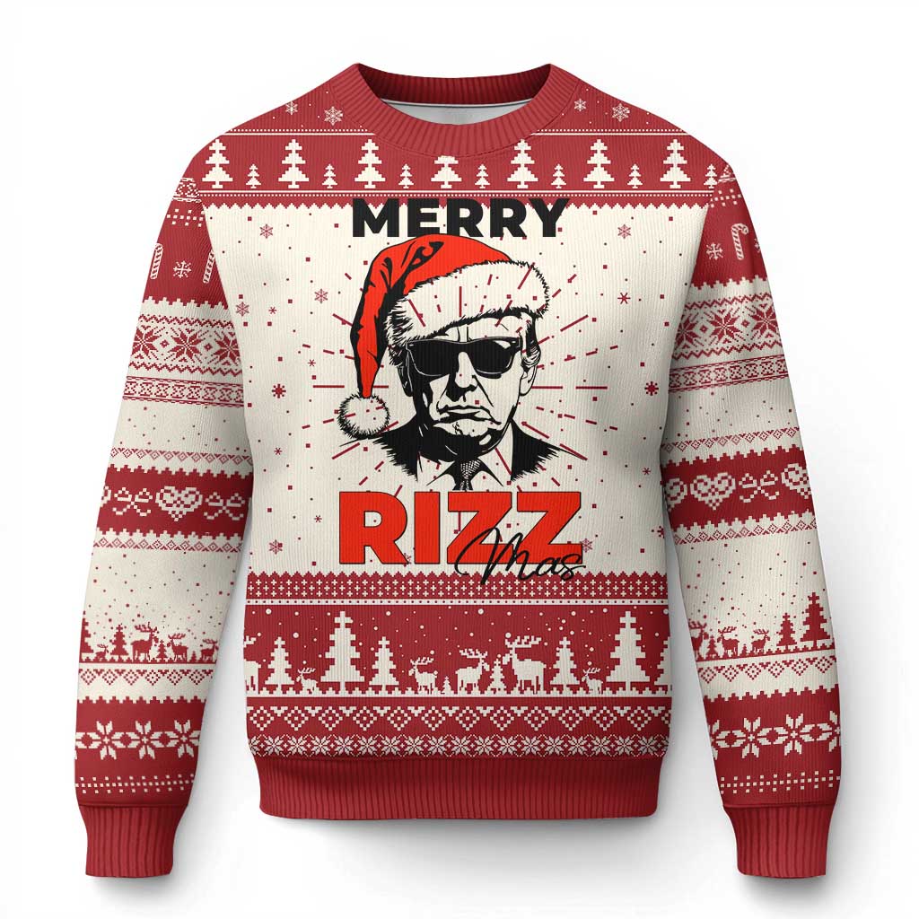 Funny Merry Rizzmas Trump Ugly Christmas Sweater Christmas Santa Trump 2024 TS11 Red Print Your Wear