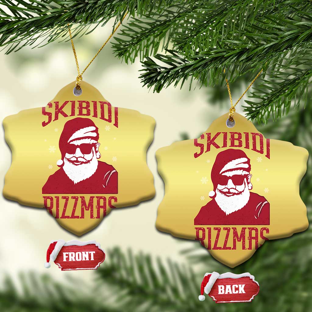 Funny Xmas Santa Christmas Ornament Skibidi Rizzmas Vintage Charisma Rizz Santa Claus TS11 Snow Flake Gold Print Your Wear