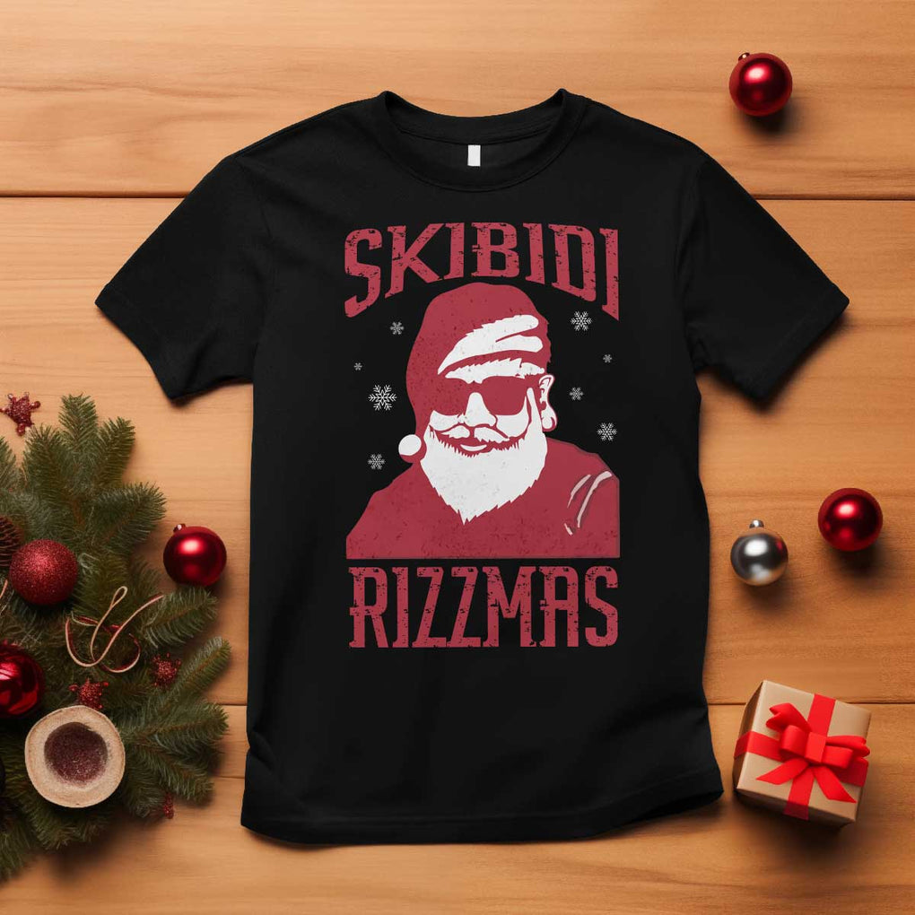Funny Christmas Santa T Shirt Skibidi Rizzmas Vintage Charisma Rizz Santa Claus TS11 Black Print Your Wear