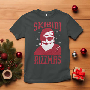 Funny Christmas Santa T Shirt Skibidi Rizzmas Vintage Charisma Rizz Santa Claus TS11 Dark Heather Print Your Wear